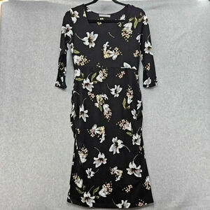 Loveappella Maternity Dress Black Floral‎ Lined  Size M